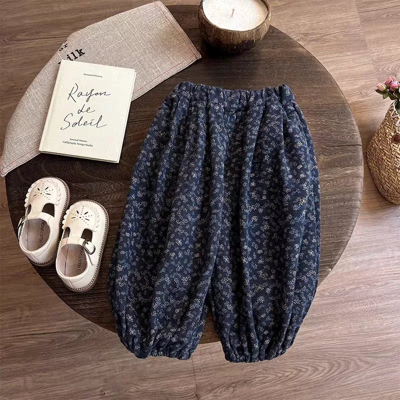Girls Velvet Three-Piece Loose Casual Pants Set