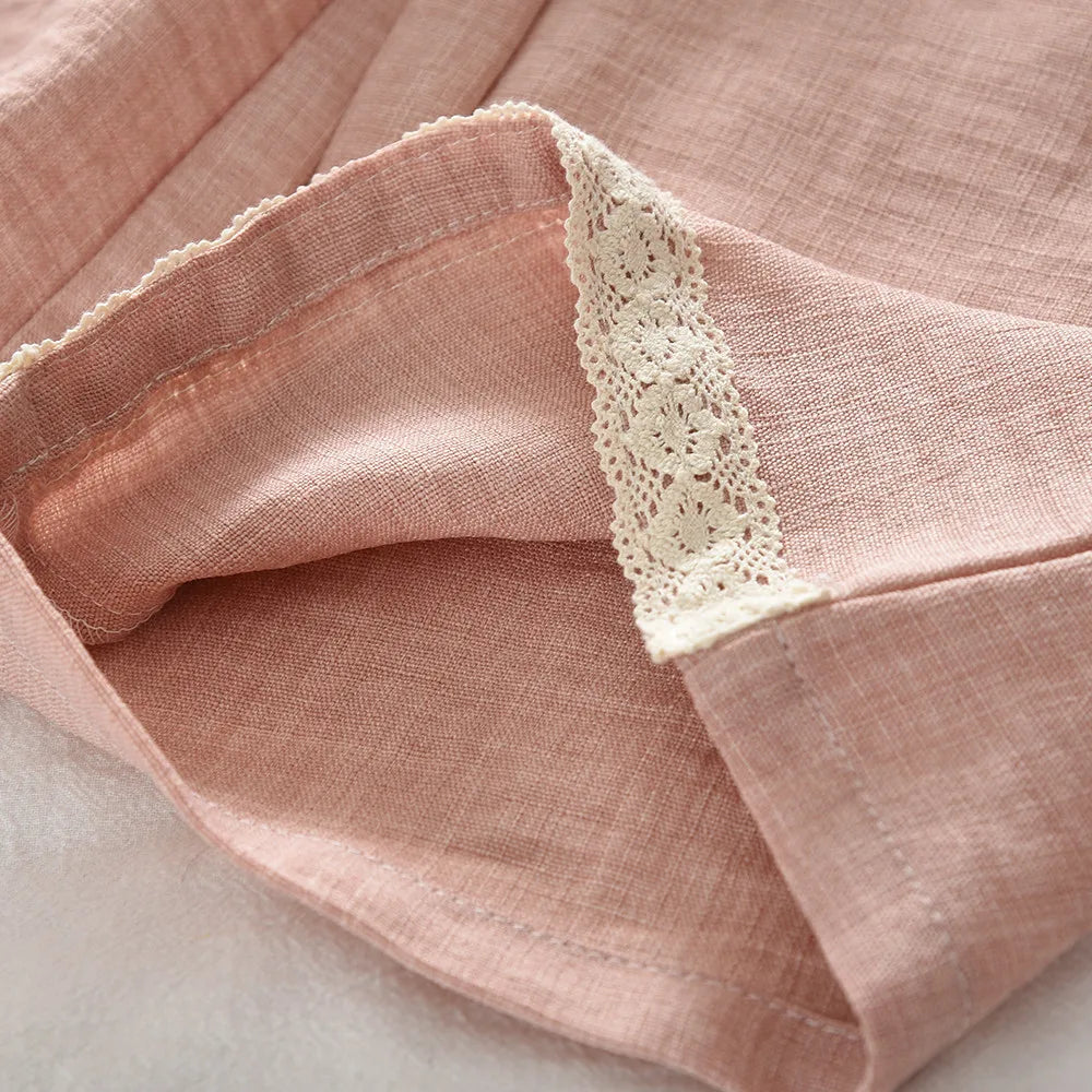 Pink Lace Sleeveless Pullover & wide Leg Pants Two-piece set