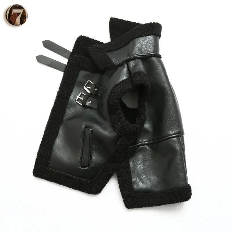 Children's Leather and Fur Integrated Vest Coat